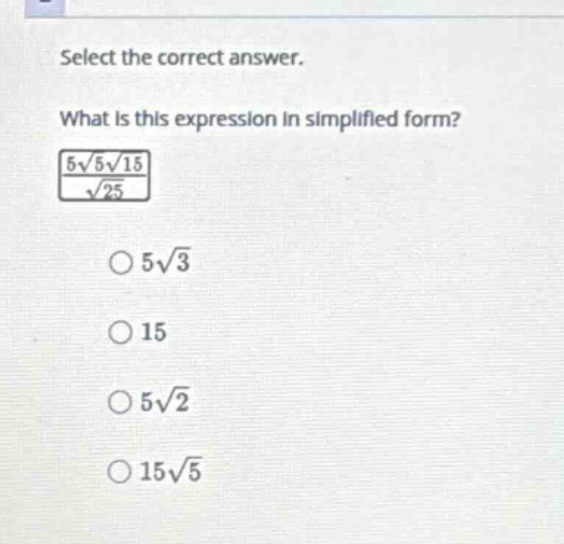 select the correct answer. what is this expression in simplified form? …