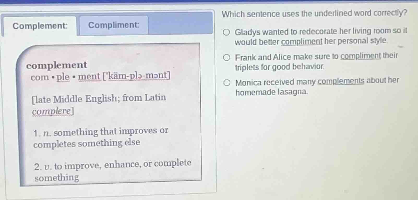 which sentence uses the underlined word correctly? gladys wanted to red…