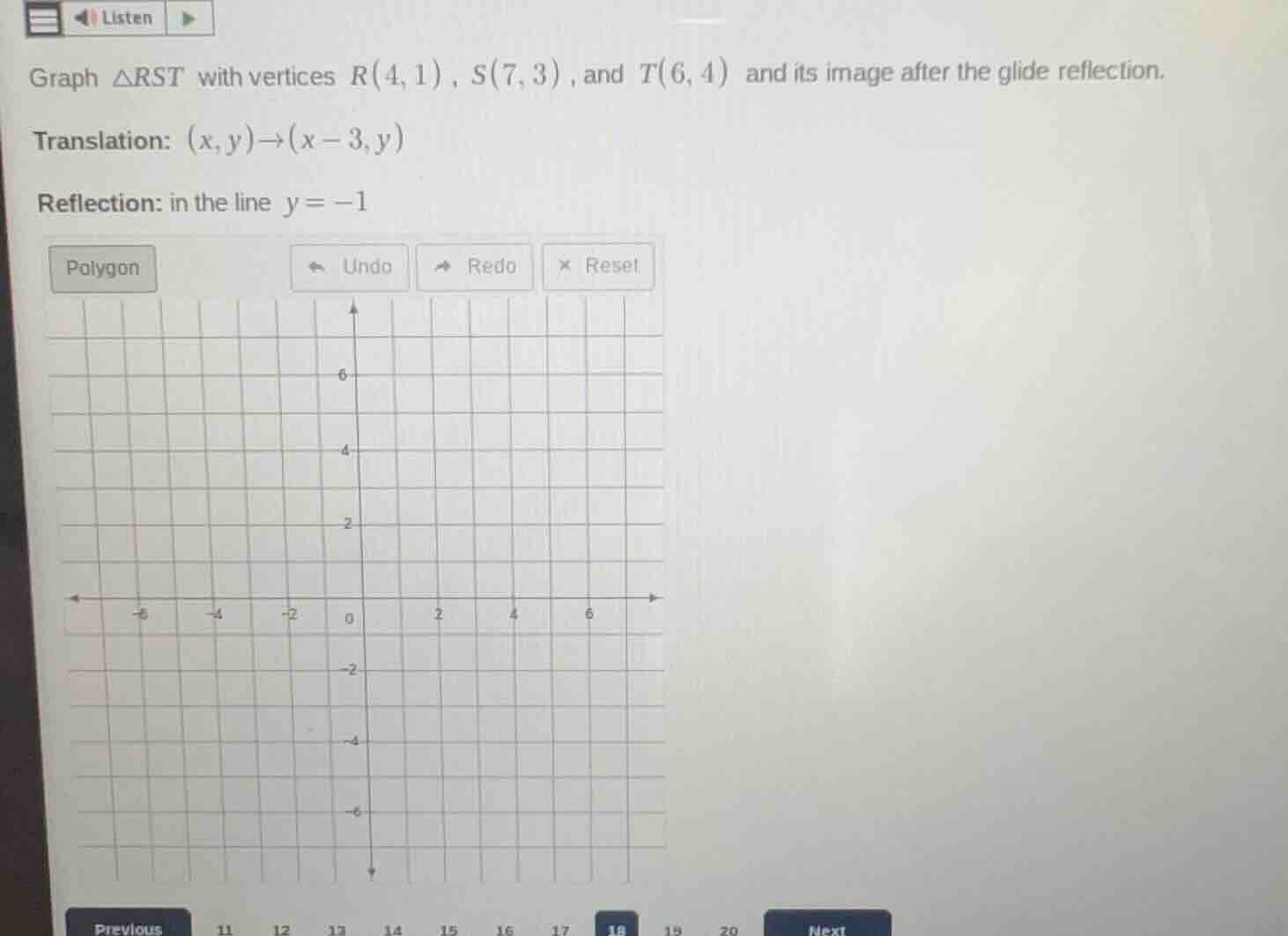 graph \\(\\delta rst\\) with vertices \\(r(4, 1)\\), \\(s(7, 3)\\), and…