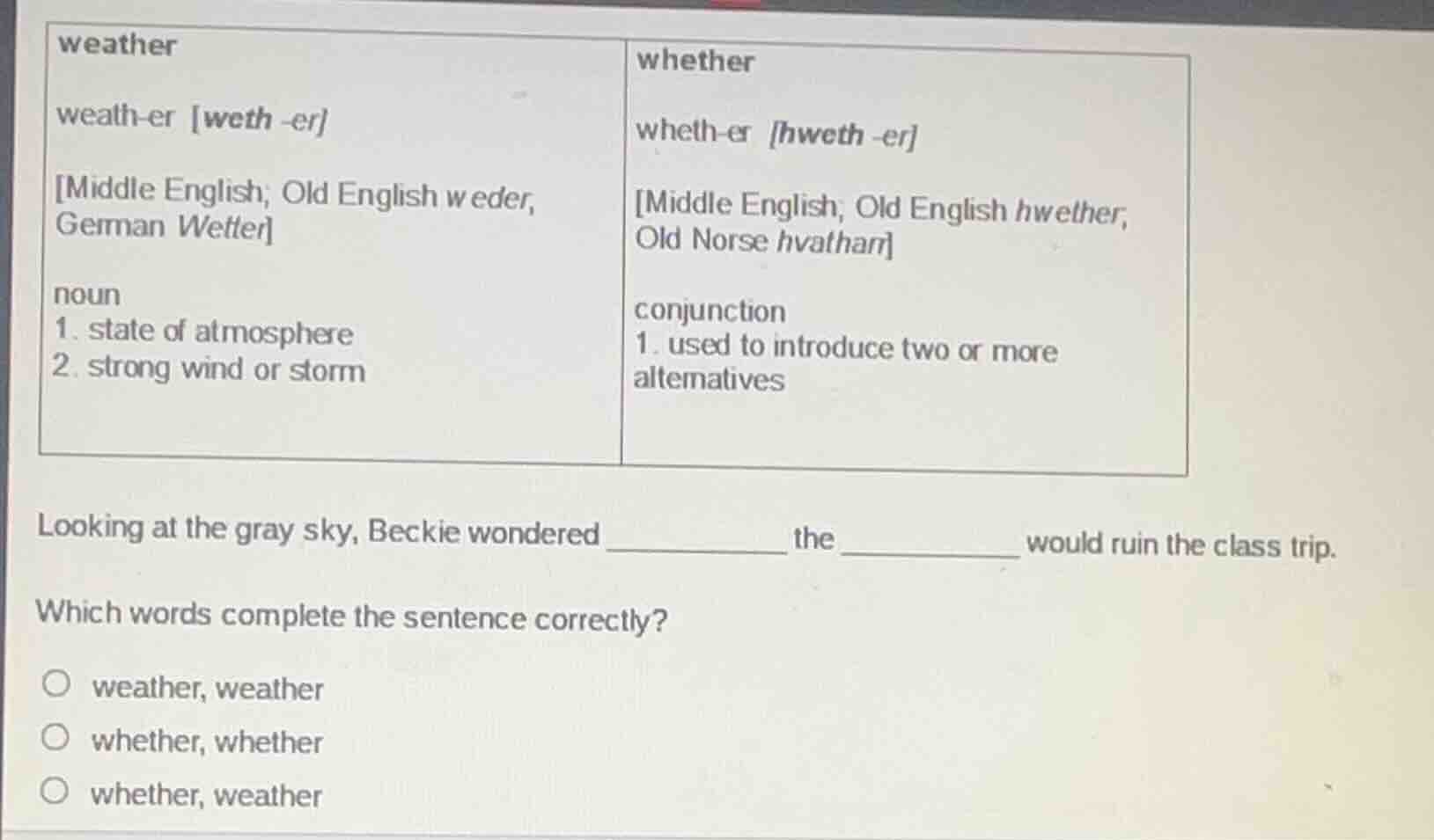 weather weath-er weth -er middle english; old english weder, german wet…