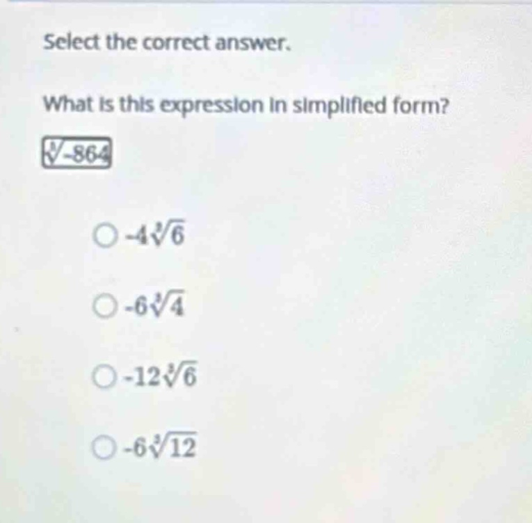 select the correct answer. what is this expression in simplified form? …