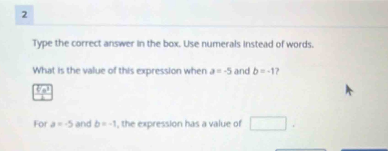 type the correct answer in the box. use numerals instead of words. what…