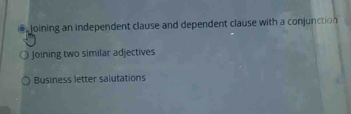 joining an independent clause and dependent clause with a conjunction j…