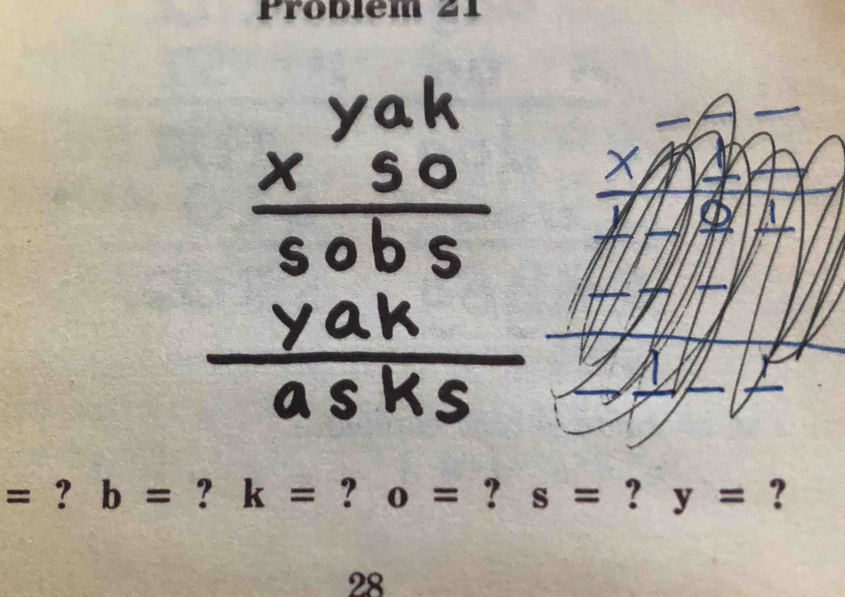 problem 21 \\begin{array}{r} \\text{yak} \\\\ \\times \\quad \\text{so}…