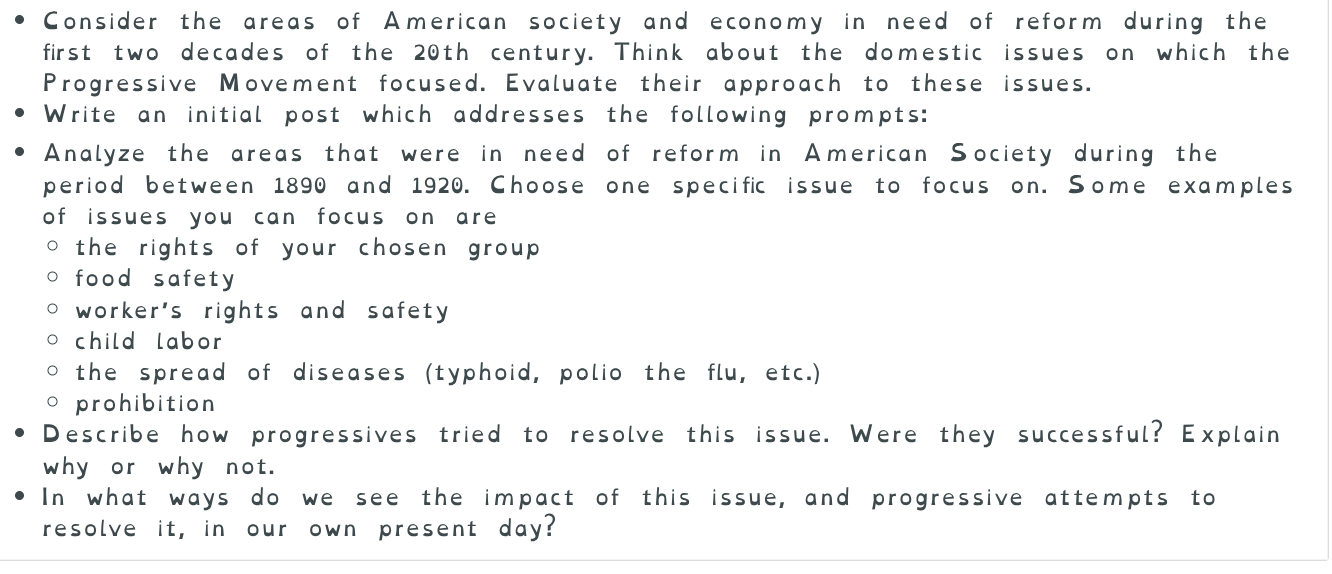 • consider the areas of american society and economy in need of reform …