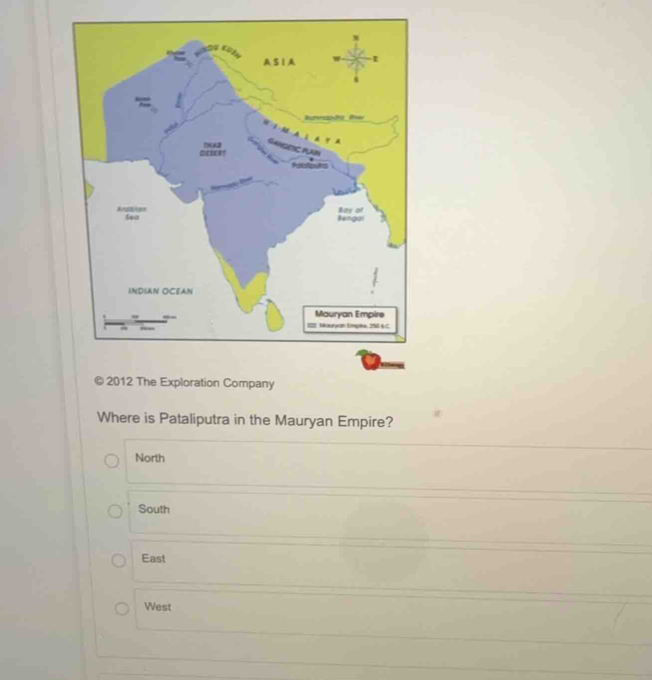 where is pataliputra in the mauryan empire? north south east west