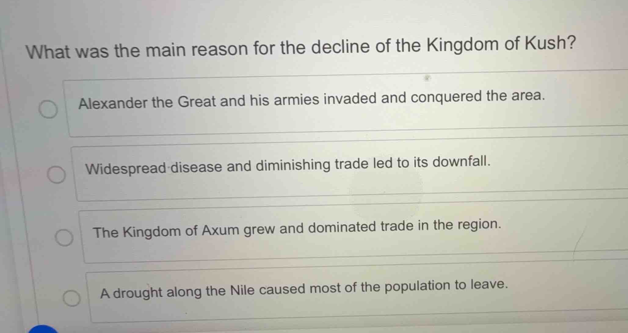 what was the main reason for the decline of the kingdom of kush? alexan…
