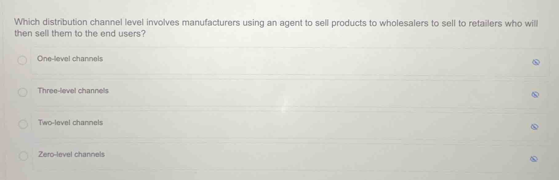 which distribution channel level involves manufacturers using an agent …