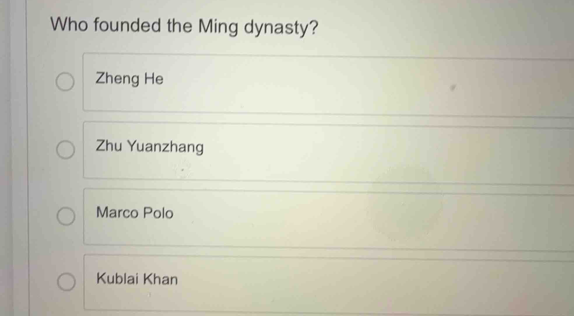 who founded the ming dynasty? zheng he zhu yuanzhang marco polo kublai …