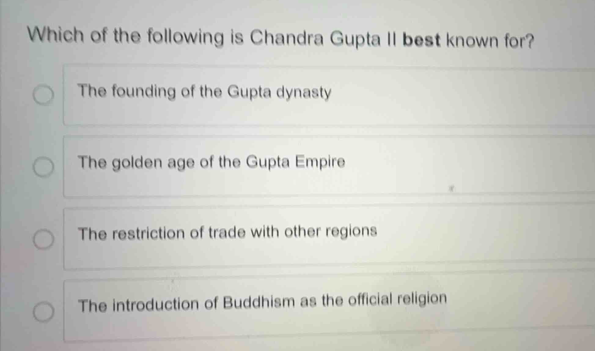 which of the following is chandra gupta ii best known for? the founding…