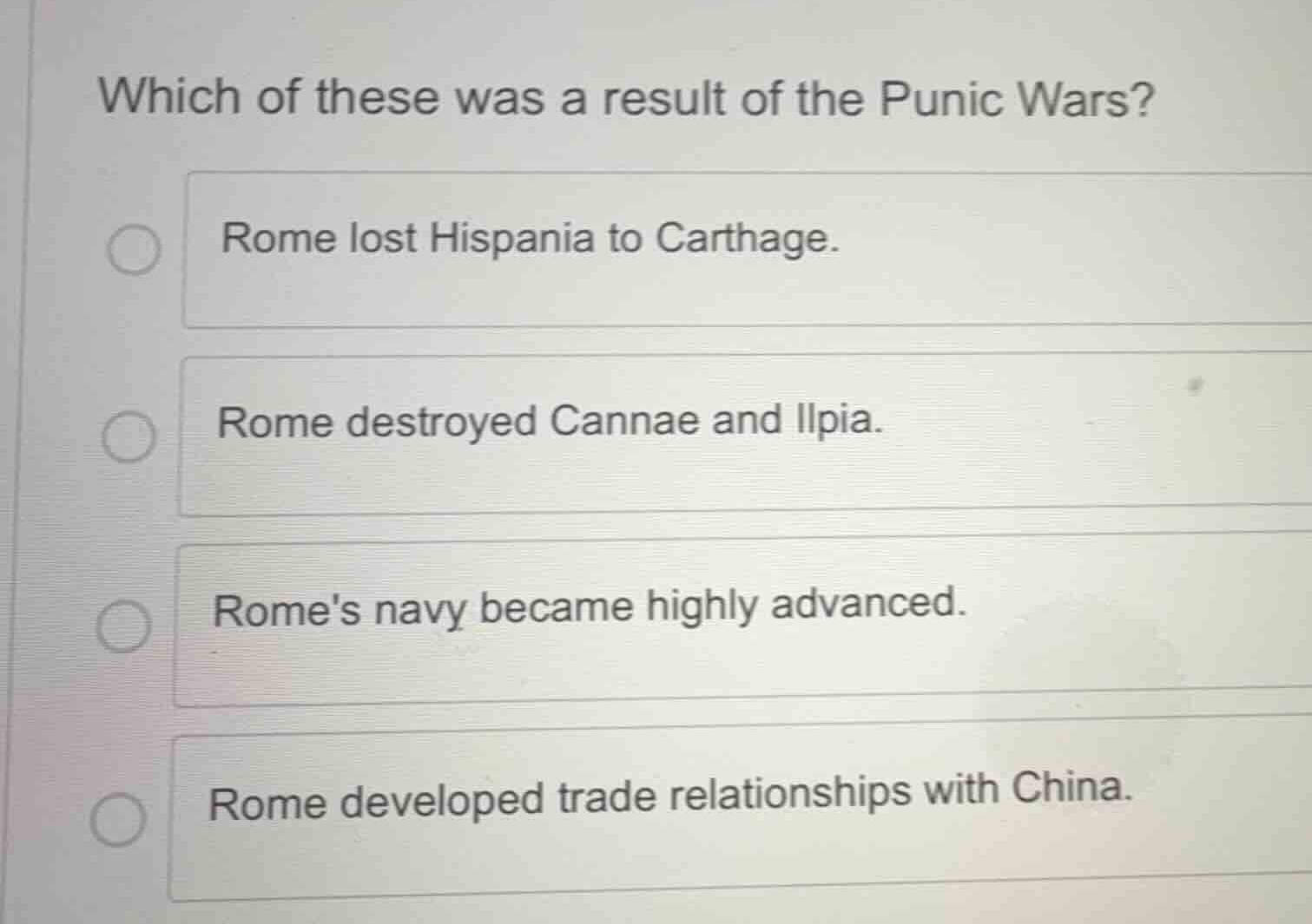 which of these was a result of the punic wars? rome lost hispania to ca…
