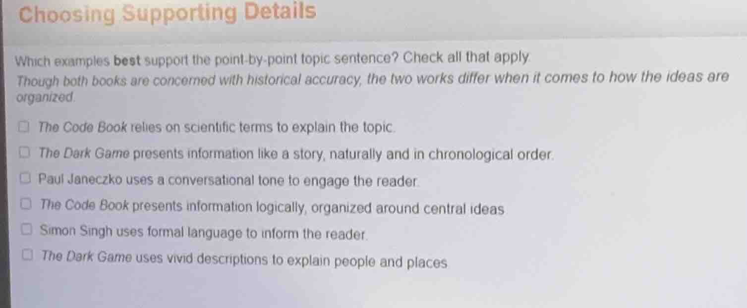 choosing supporting details which examples best support the point-by-po…