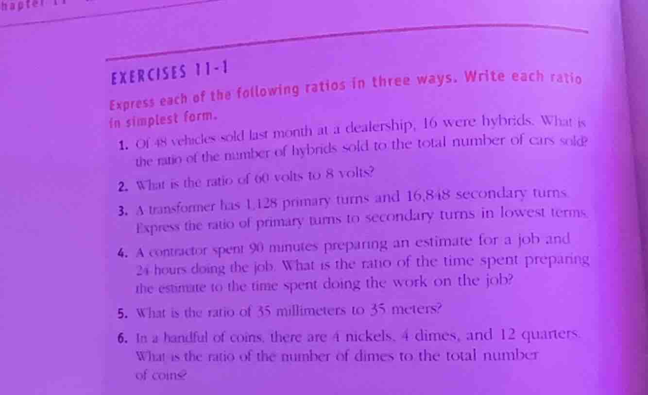 exercises 11-1 express each of the following ratios in three ways. writ…