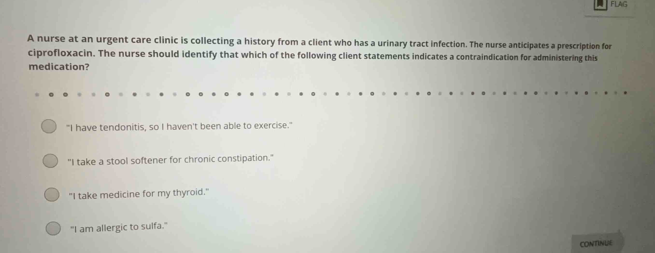 a nurse at an urgent care clinic is collecting a history from a client …