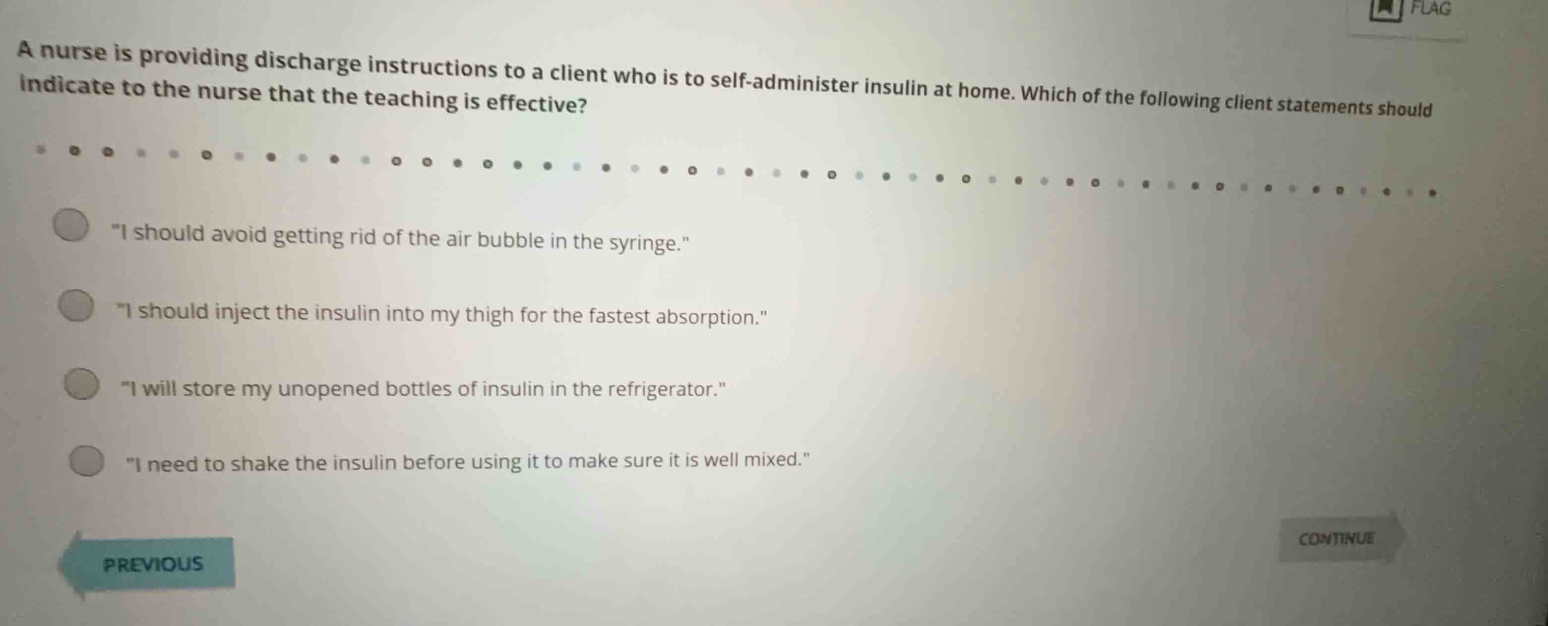 a nurse is providing discharge instructions to a client who is to self-…