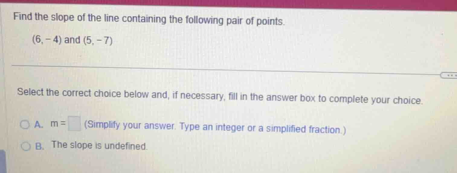 find the slope of the line containing the following pair of points. \\(…