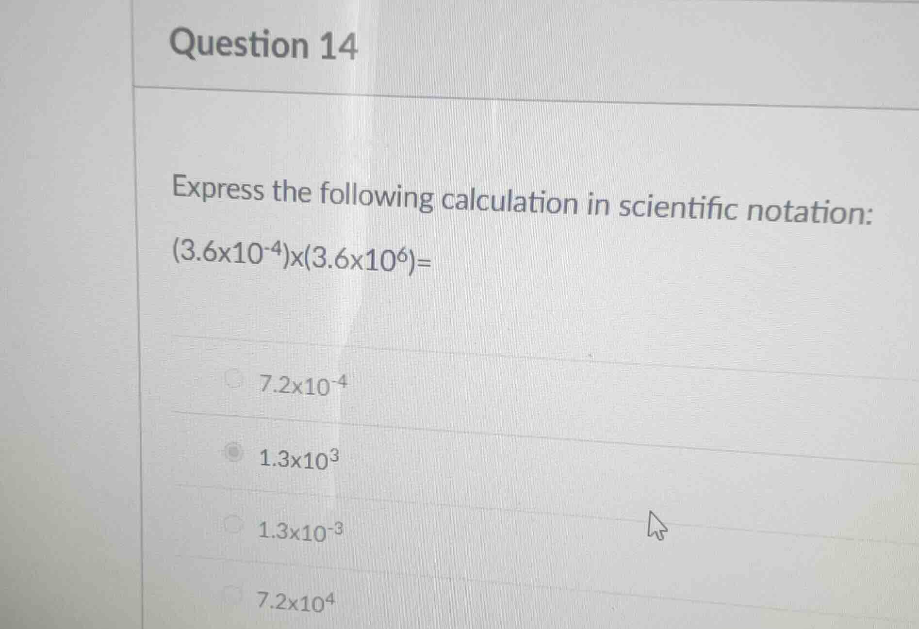 question 14 express the following calculation in scientific notation: \…