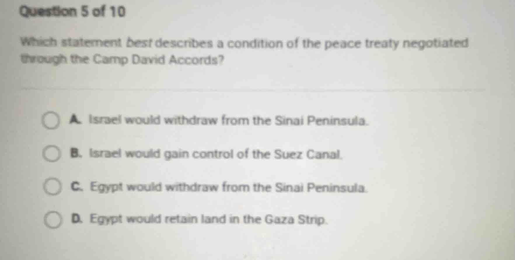 question 5 of 10 which statement best describes a condition of the peac…