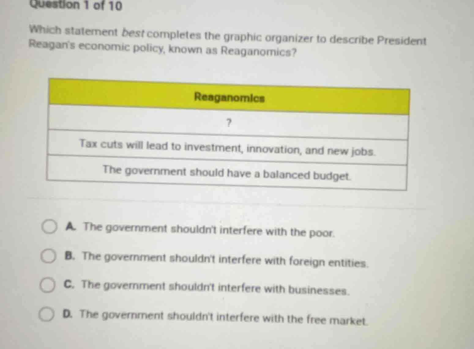 question 1 of 10 which statement best completes the graphic organizer t…