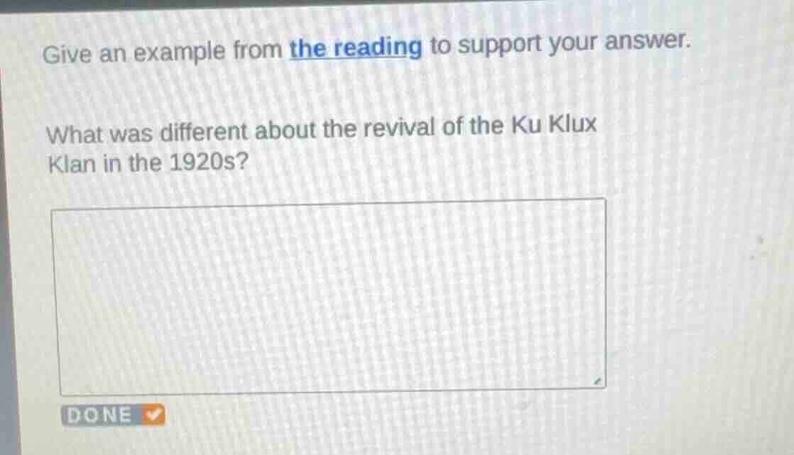 give an example from the reading to support your answer. what was diffe…