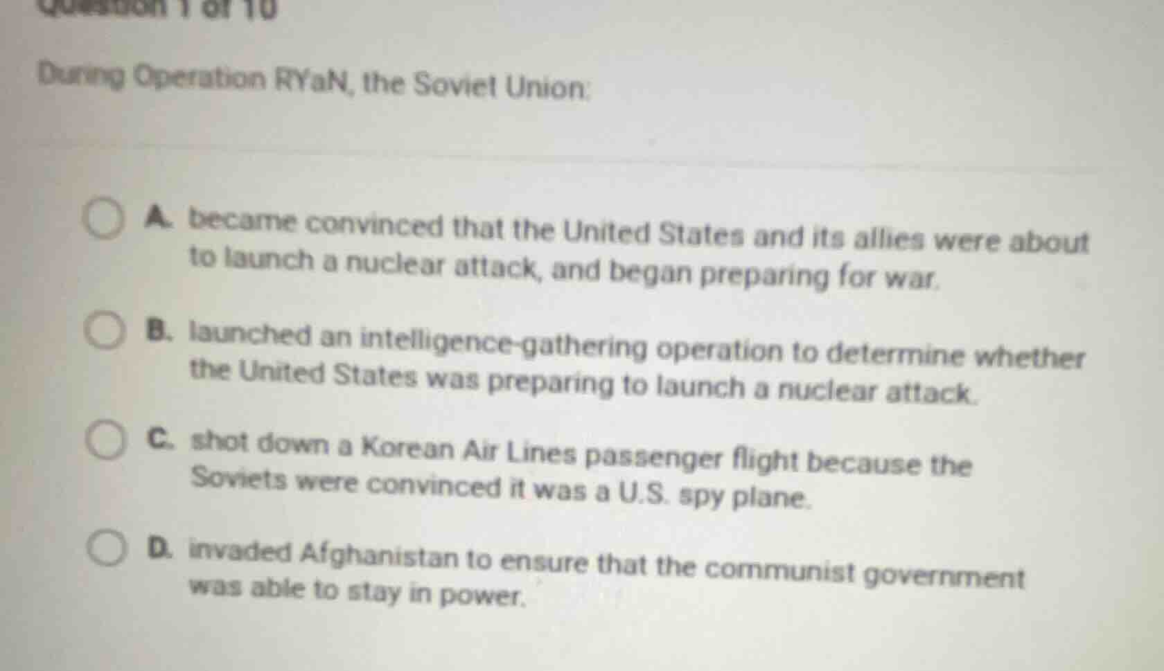 during operation ryan, the soviet union: a. became convinced that the u…