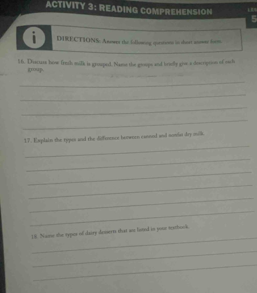 activity 3: reading comprehension directions: answer the following ques…