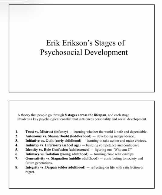 erik eriksons stages of psychosocial development a theory that people g…