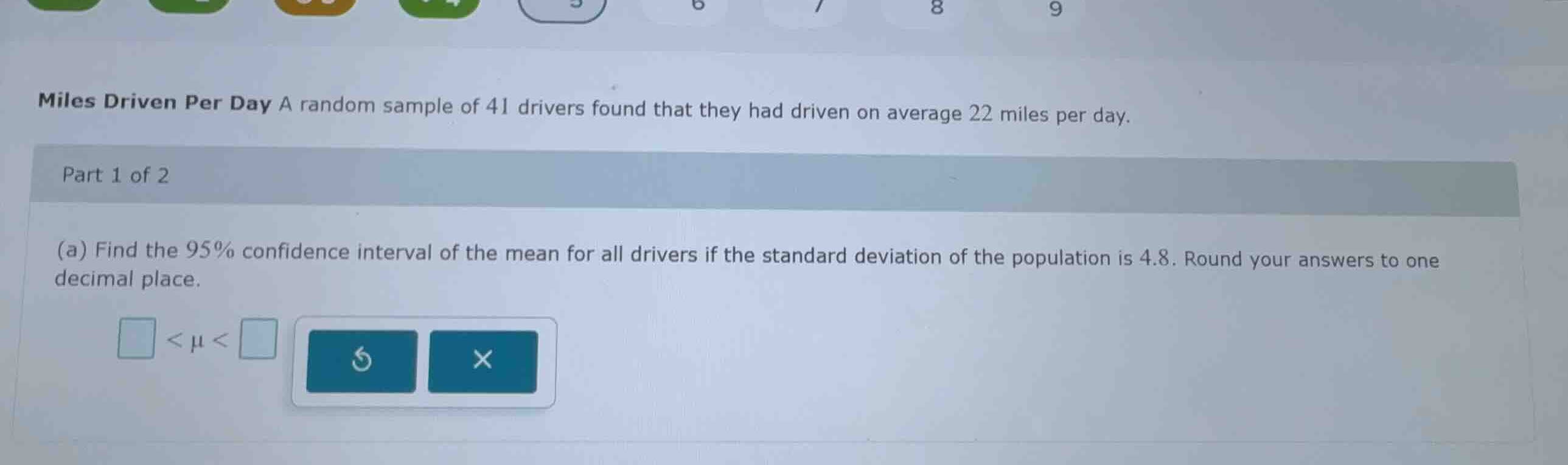 miles driven per day a random sample of 41 drivers found that they had …