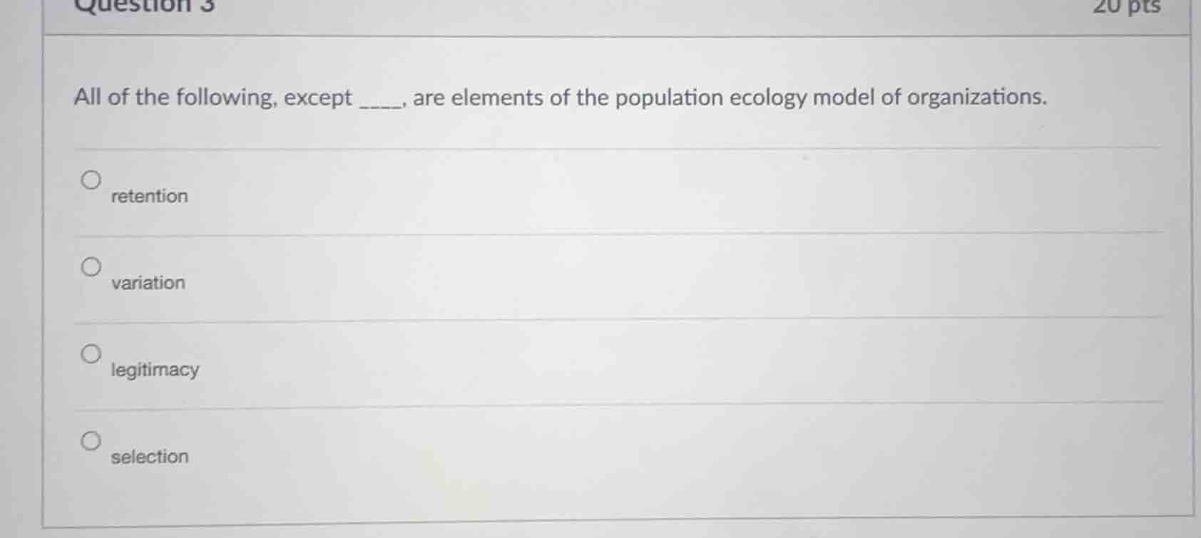 all of the following, except ____, are elements of the population ecolo…