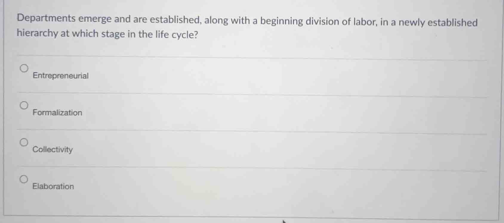 departments emerge and are established, along with a beginning division…