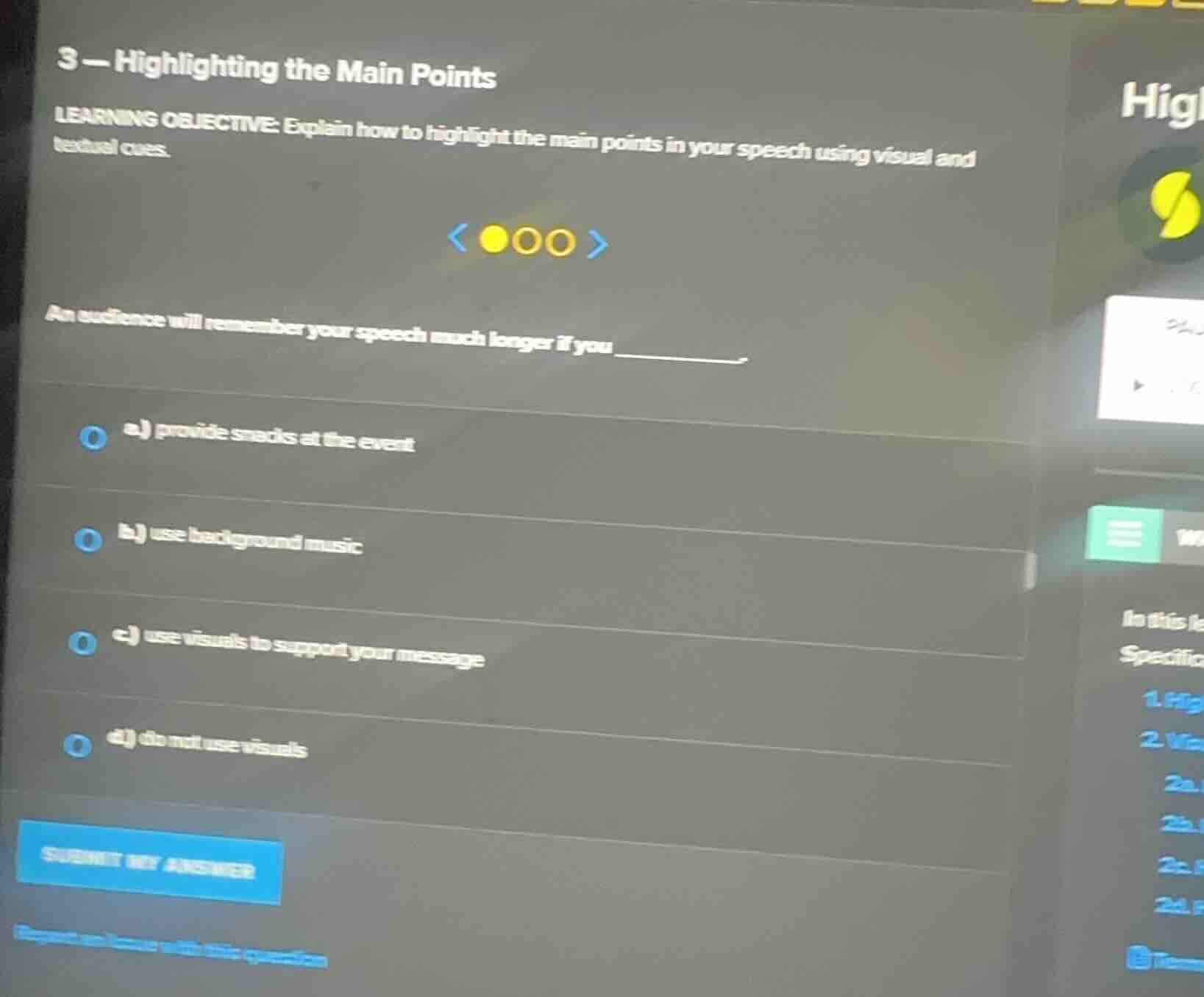 3 - highlighting the main points learning objective: explain how to hig…