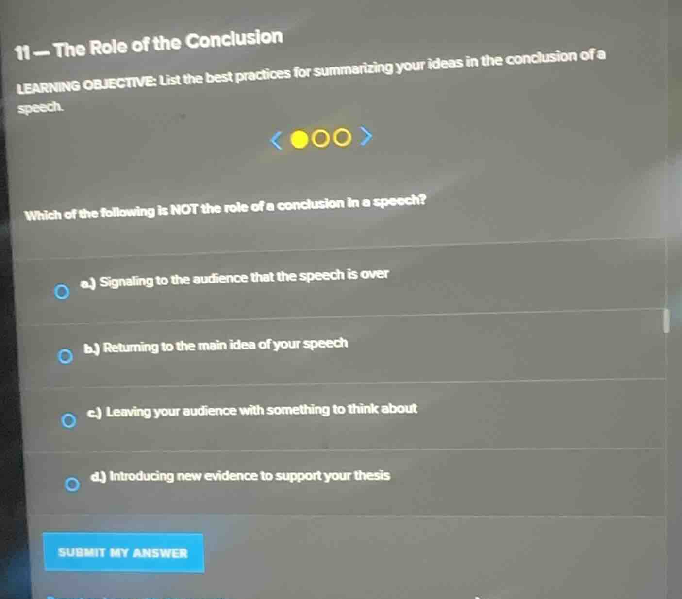 11 - the role of the conclusion learning objective: list the best pract…
