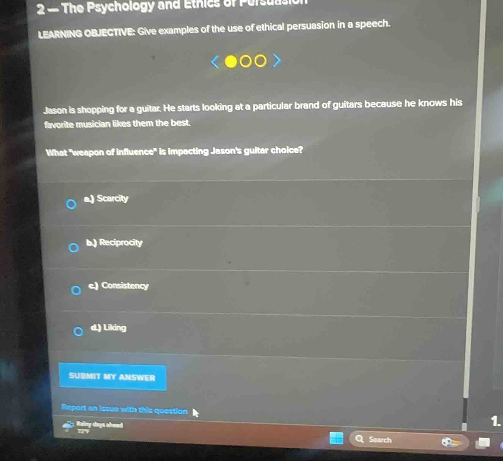 learning objective: give examples of the use of ethical persuasion in a…