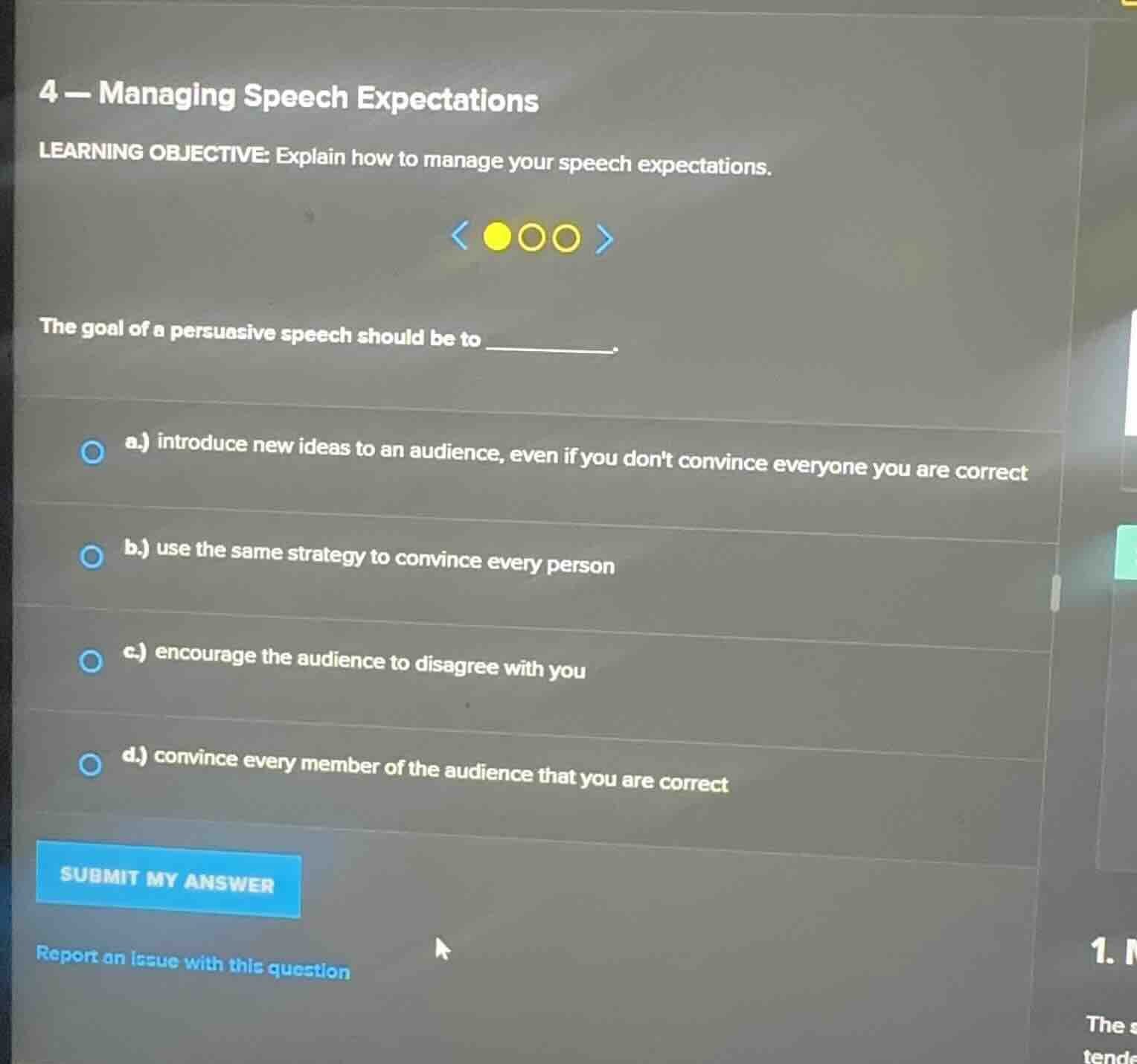 4 - managing speech expectations learning objective: explain how to man…