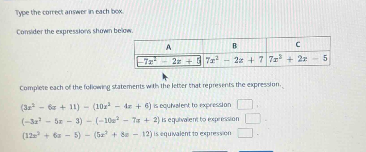 type the correct answer in each box. consider the expressions shown bel…
