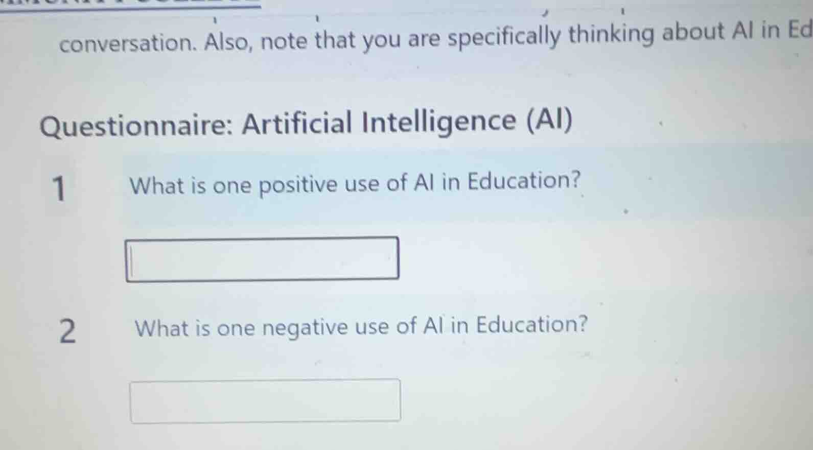 conversation. also, note that you are specifically thinking about ai in…
