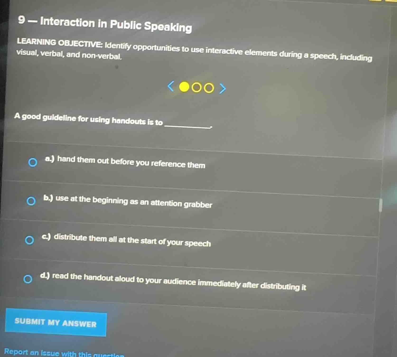9 - interaction in public speaking learning objective: identify opportu…