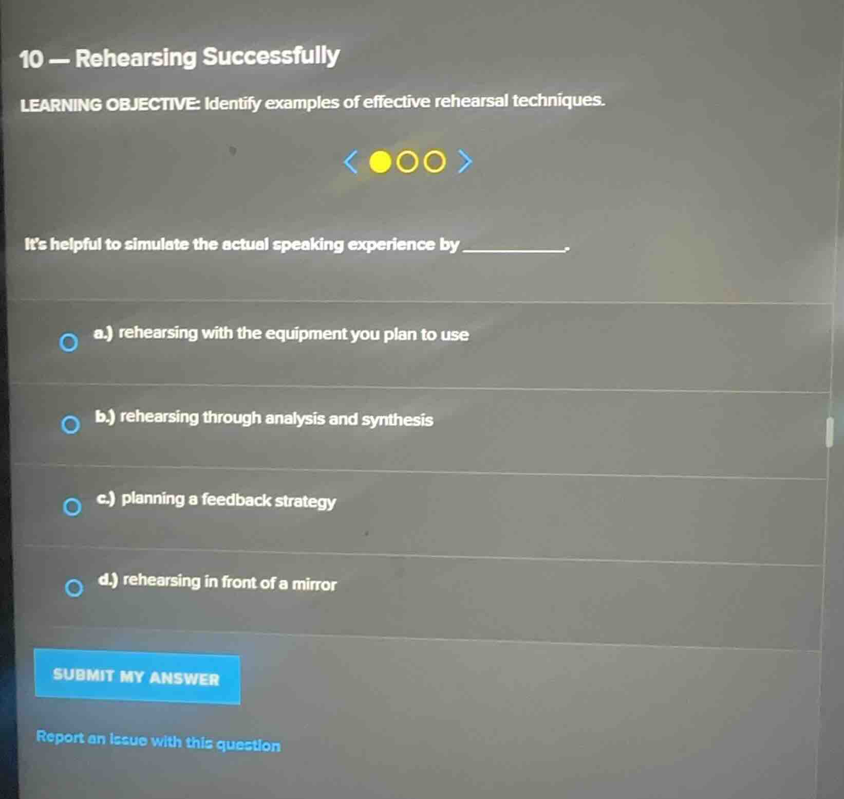 10 - rehearsing successfully learning objective: identify examples of e…