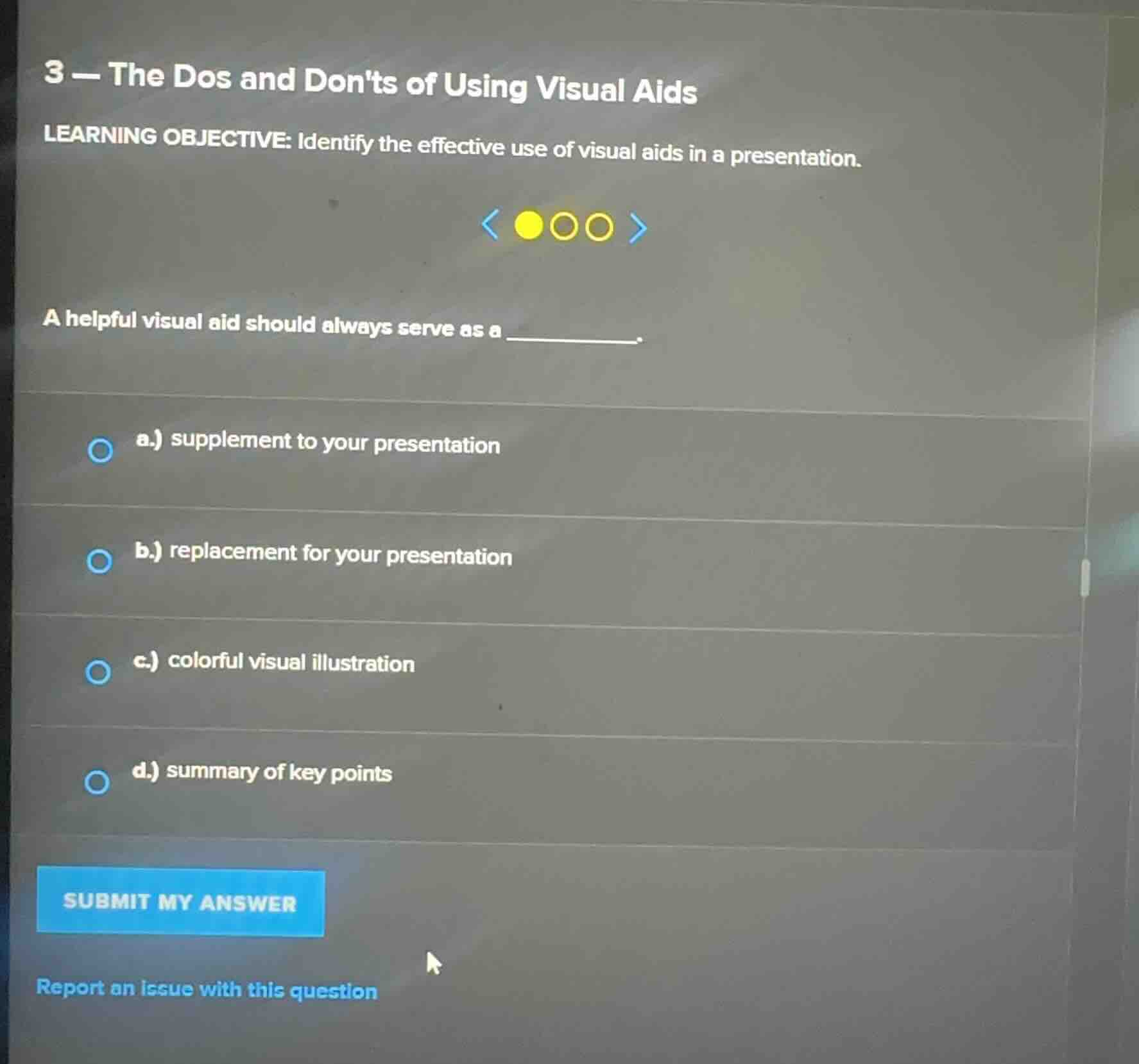 3 - the dos and donts of using visual aids learning objective: identify…