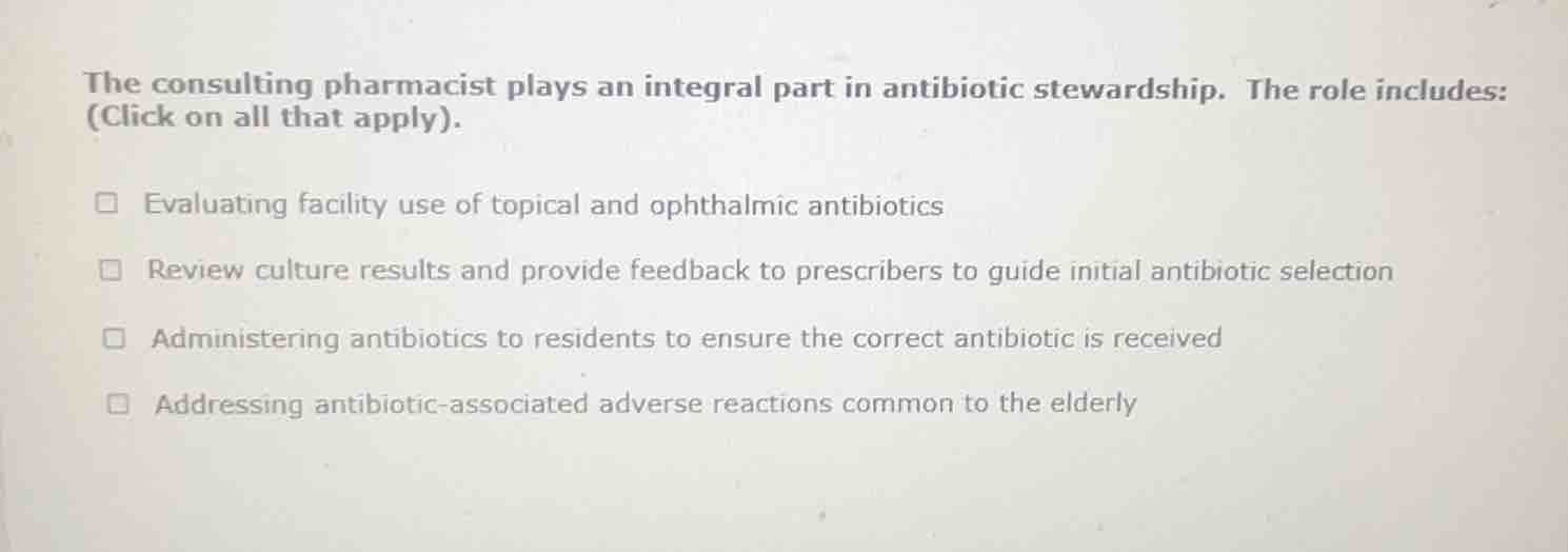 the consulting pharmacist plays an integral part in antibiotic stewards…