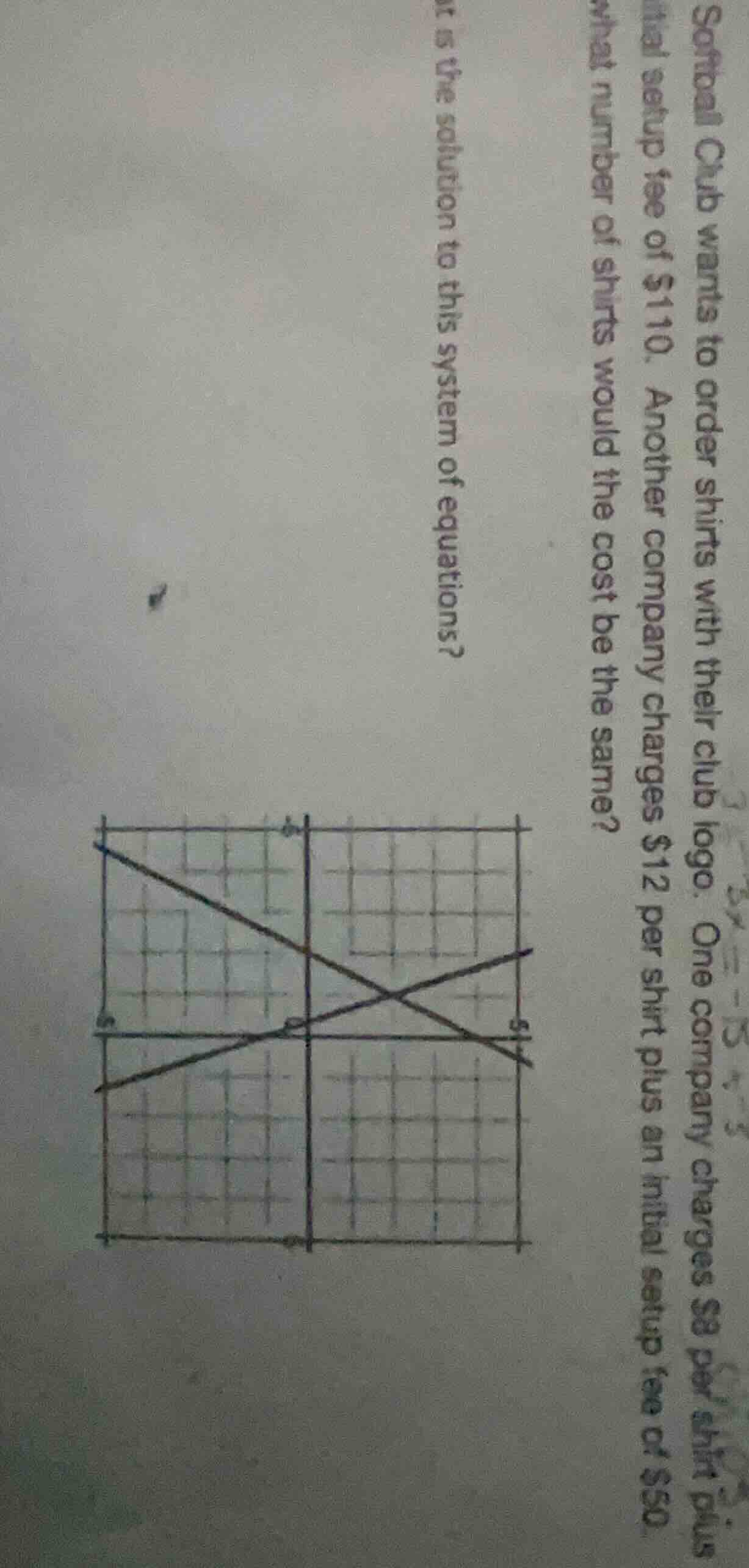 softball club wants to order shirts with their club logo. one company c…