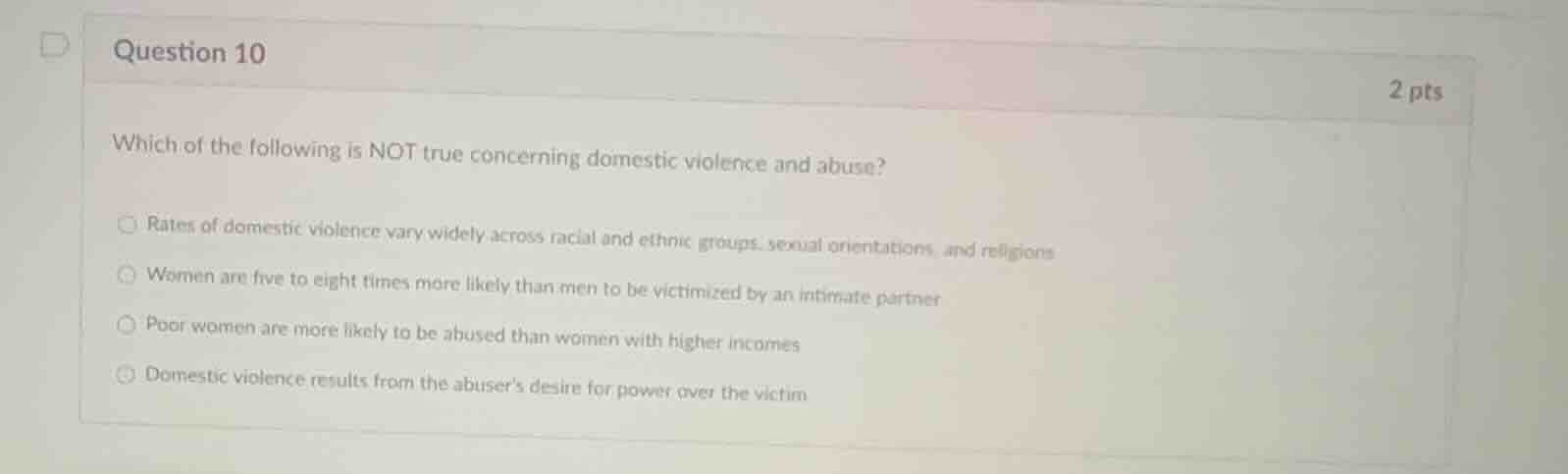 question 10 2 pts which of the following is not true concerning domesti…