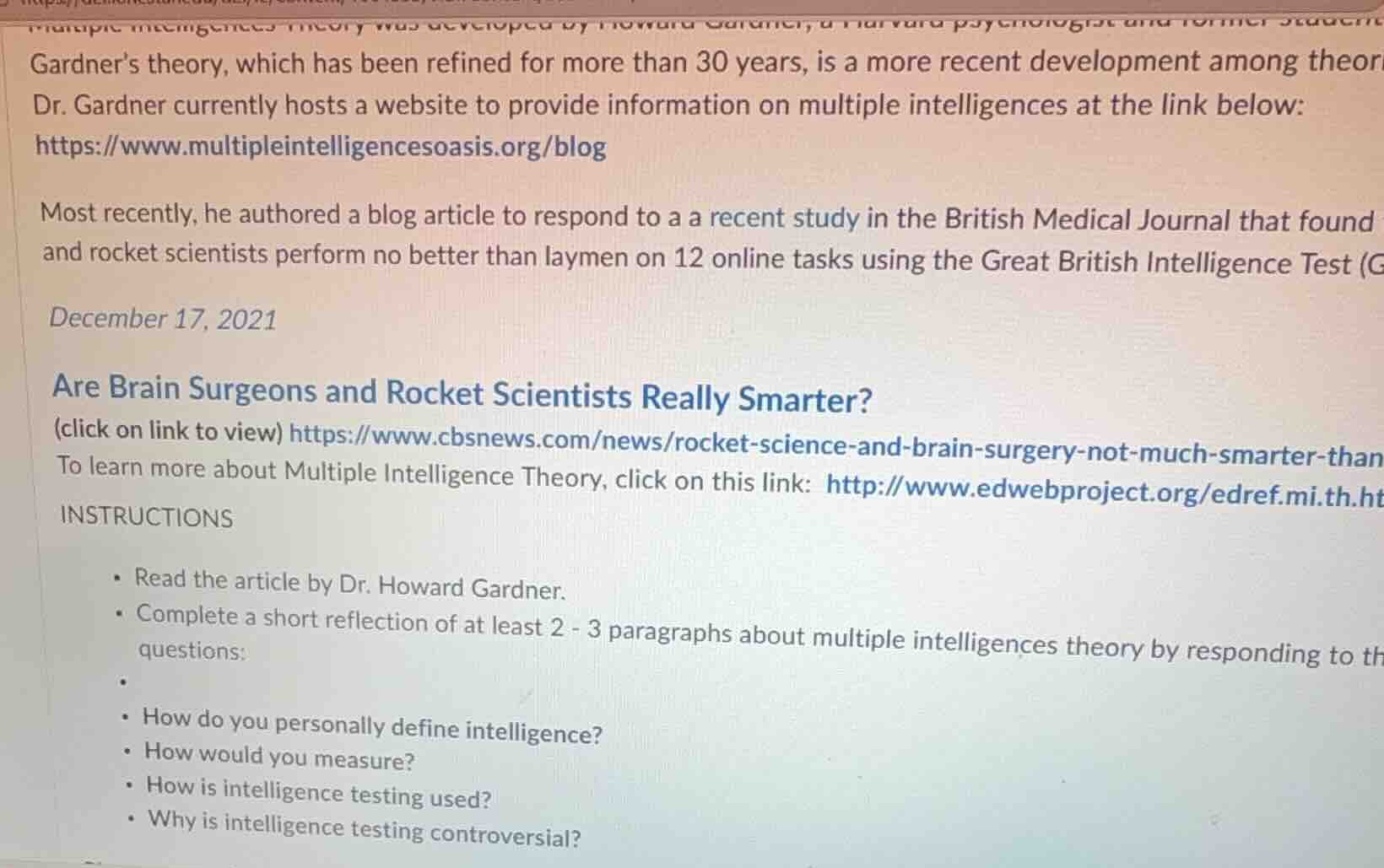 gardners theory, which has been refined for more than 30 years, is a mo…