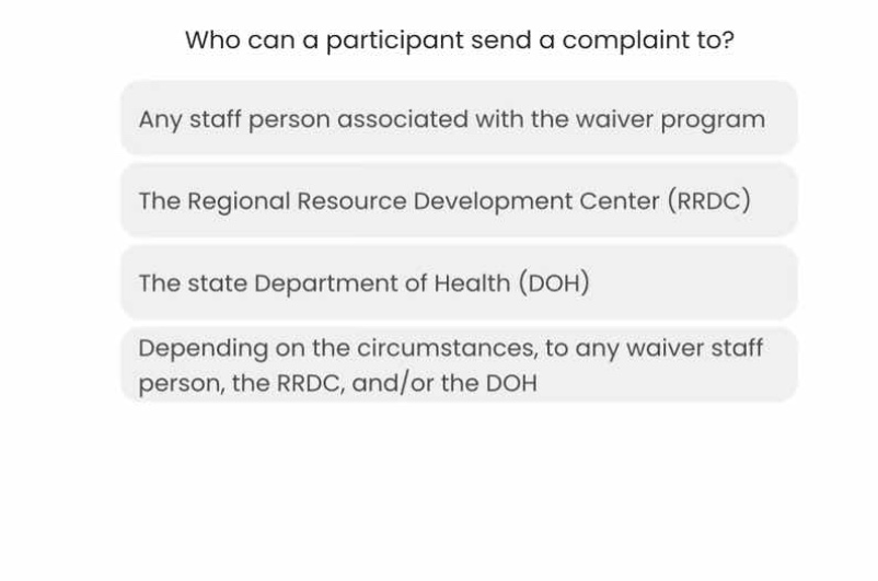 who can a participant send a complaint to? any staff person associated …