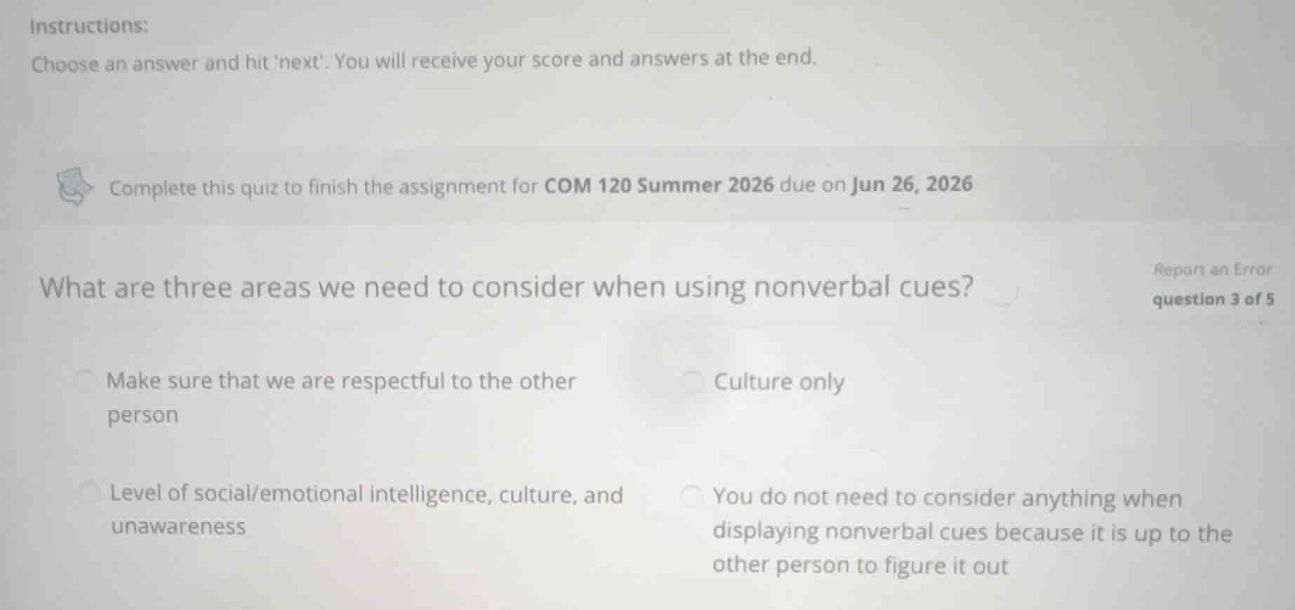 what are three areas we need to consider when using nonverbal cues? - m…