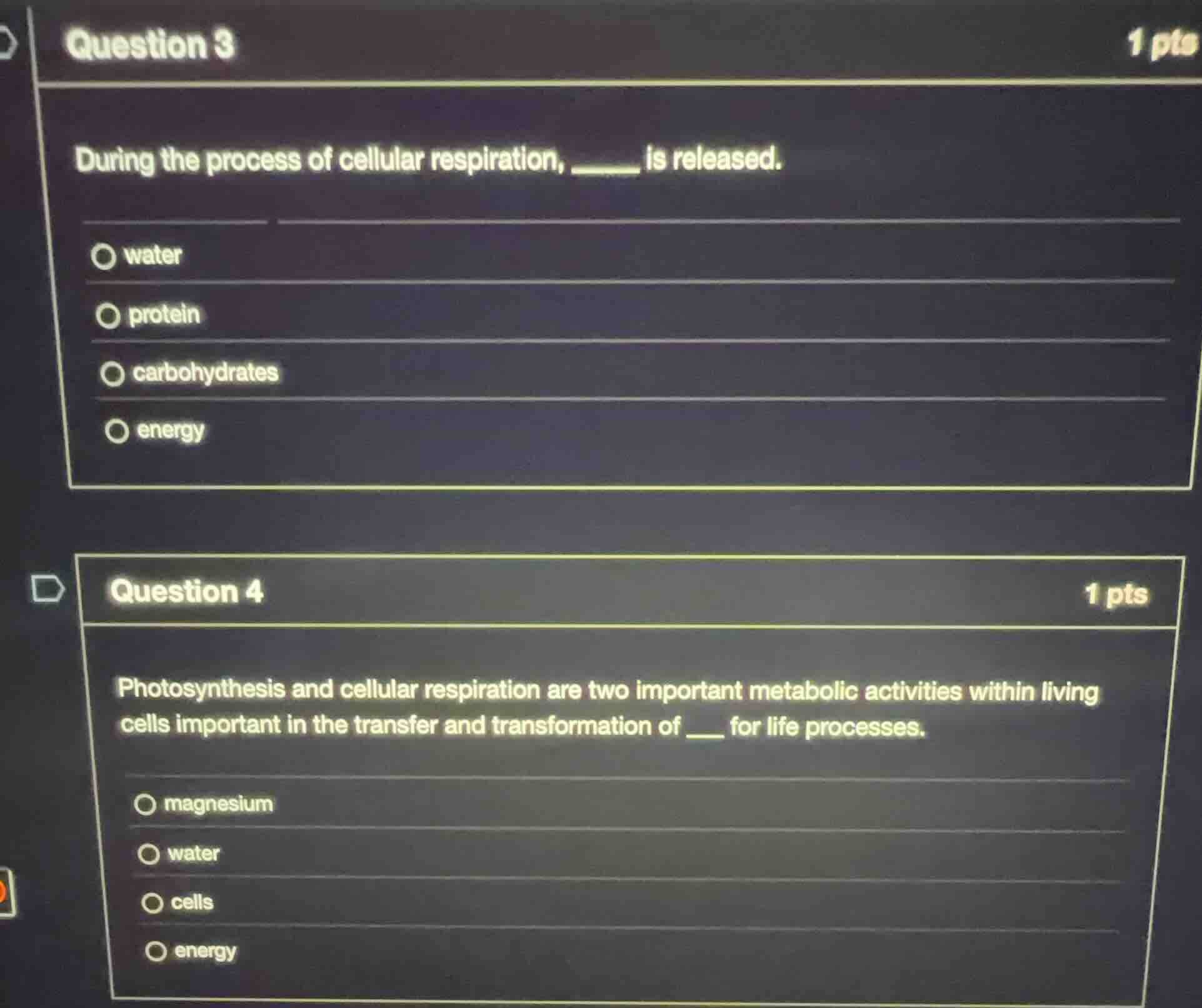 question 3 during the process of cellular respiration, _____ is release…