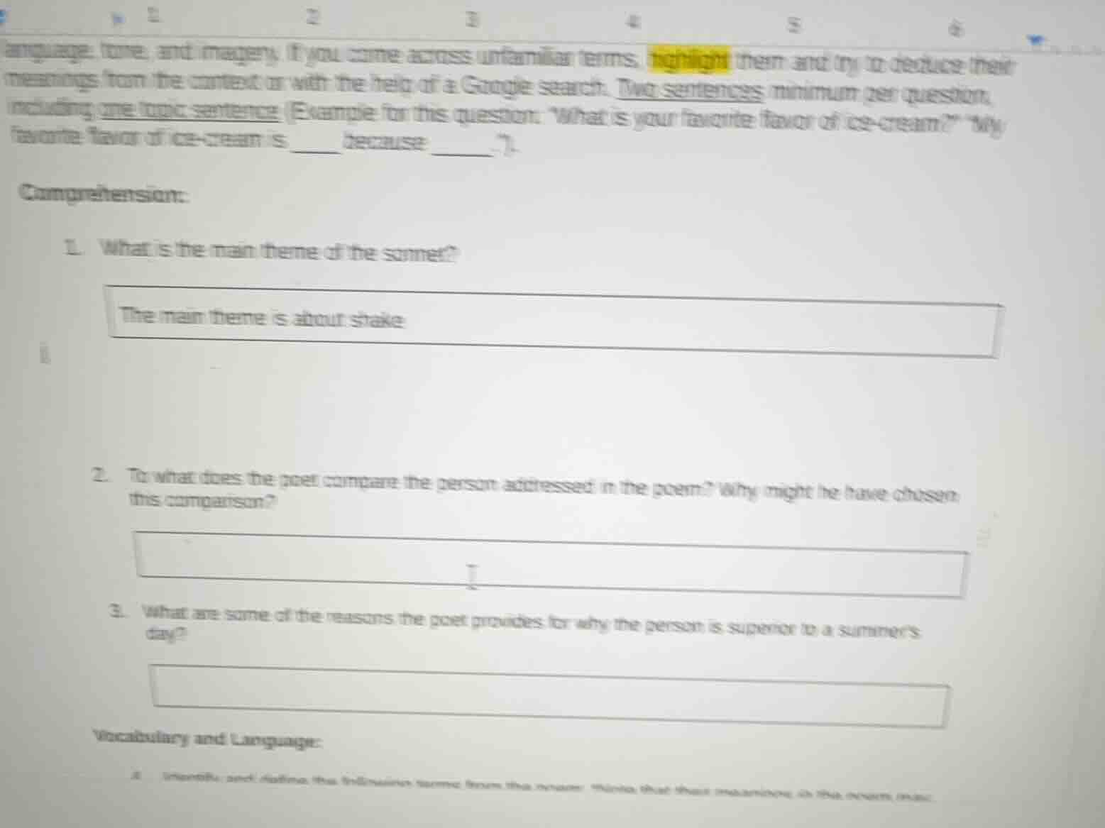 language, tone, and imagery. if you come across unfamiliar terms, highl…