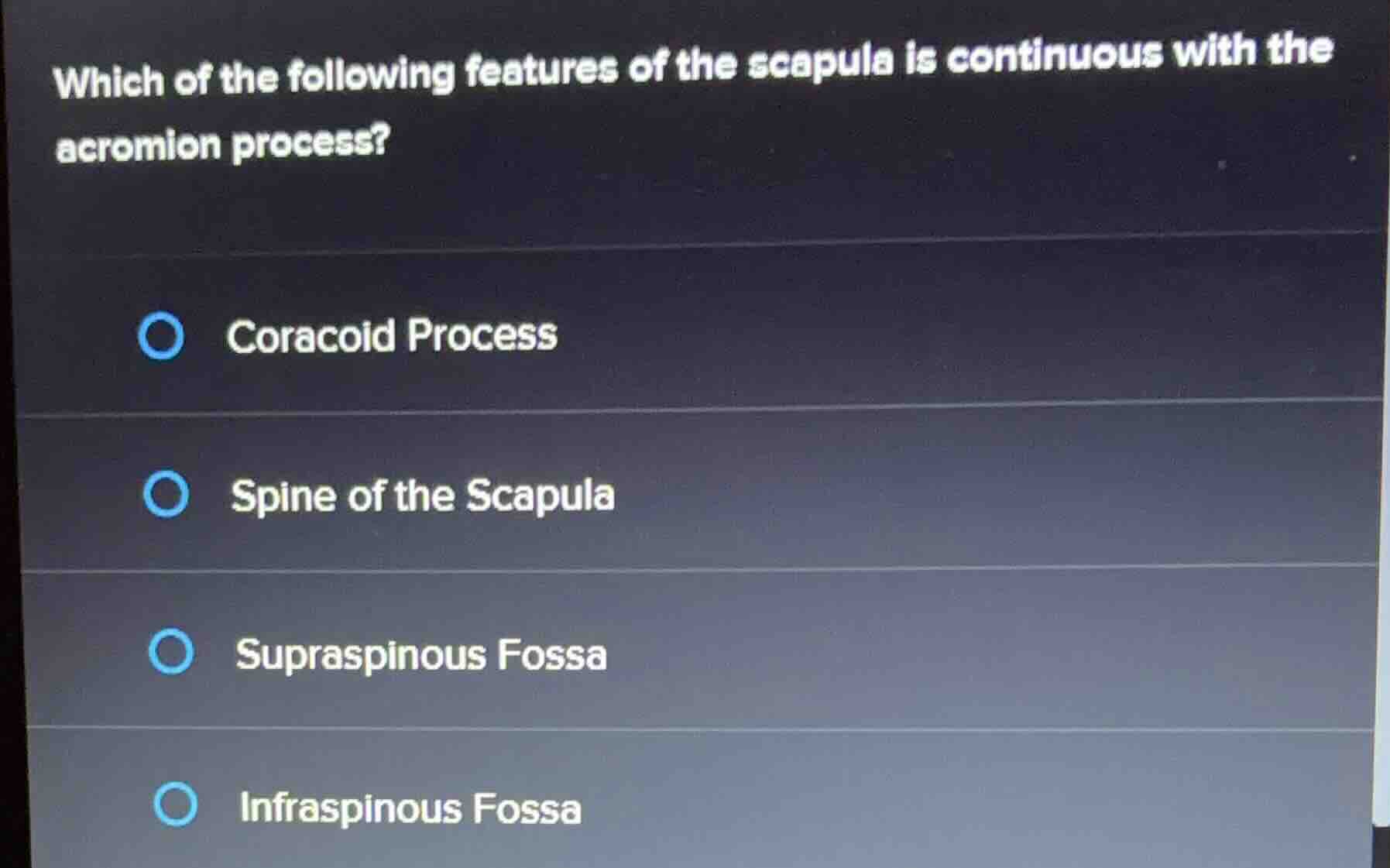 which of the following features of the scapula is continuous with the a…