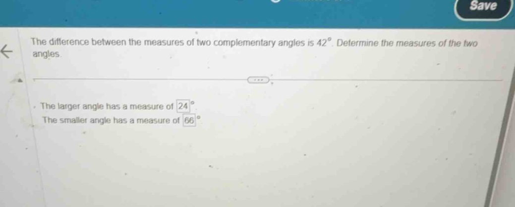 the difference between the measures of two complementary angles is \\(4…