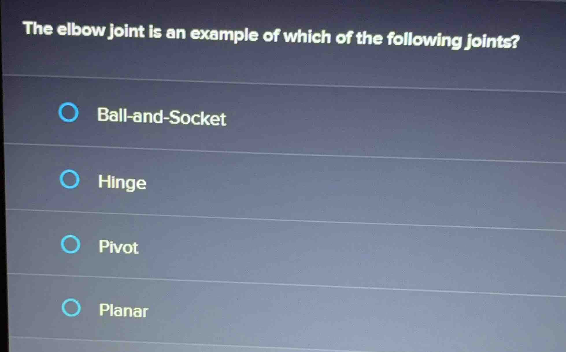 the elbow joint is an example of which of the following joints? ball-an…